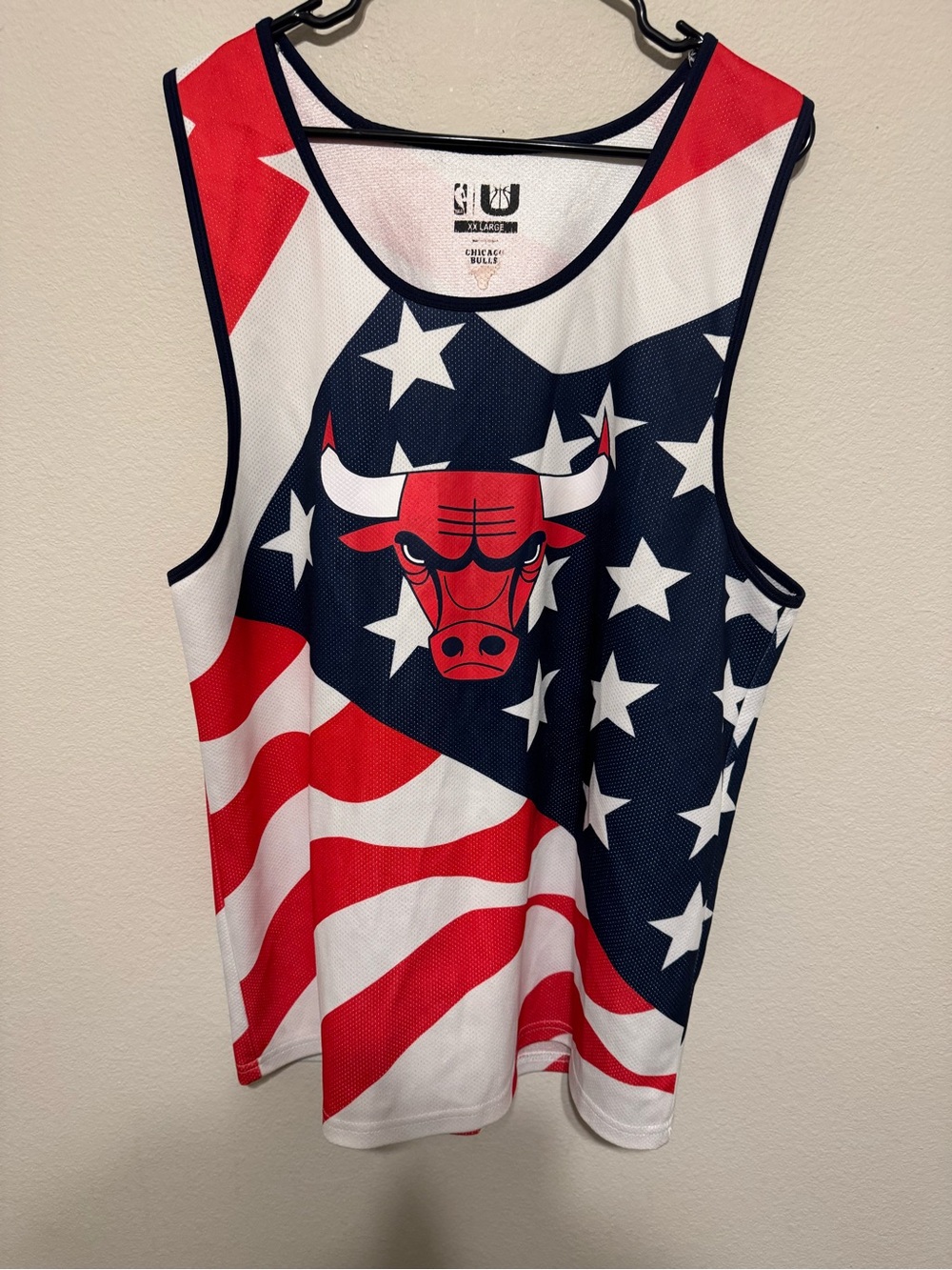 NBA Chicago Bulls Red White Navy American Flag Tank Top